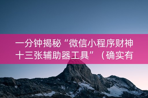一分钟揭秘“微信小程序财神十三张辅助器工具”（确实有插件吗)