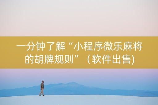一分钟了解“小程序微乐麻将的胡牌规则”（软件出售)