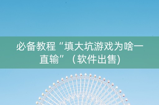 必备教程“填大坑游戏为啥一直输”（软件出售)