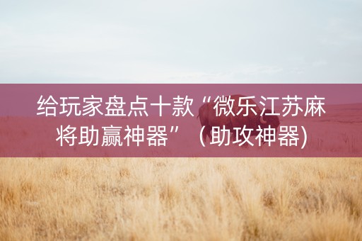 给玩家盘点十款“微乐江苏麻将助赢神器”（助攻神器)