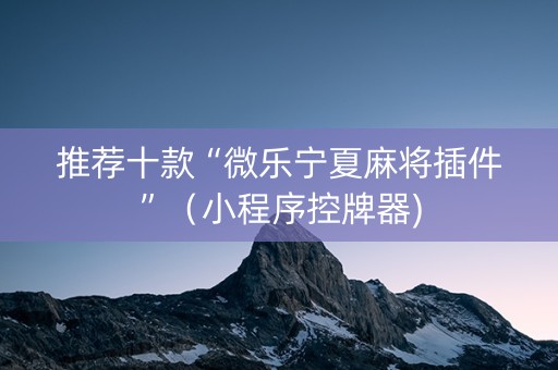 推荐十款“微乐宁夏麻将插件”（小程序控牌器)