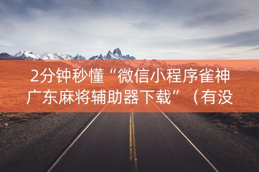 2分钟秒懂“微信小程序雀神广东麻将辅助器下载”（有没有猫腻)