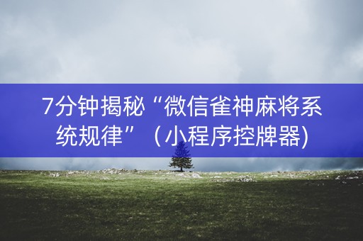 7分钟揭秘“微信雀神麻将系统规律”（小程序控牌器)