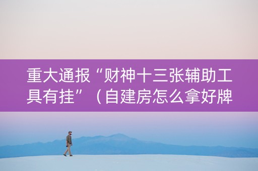 重大通报“财神十三张辅助工具有挂”（自建房怎么拿好牌)
