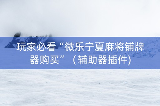 玩家必看“微乐宁夏麻将铺牌器购买”（辅助器插件)