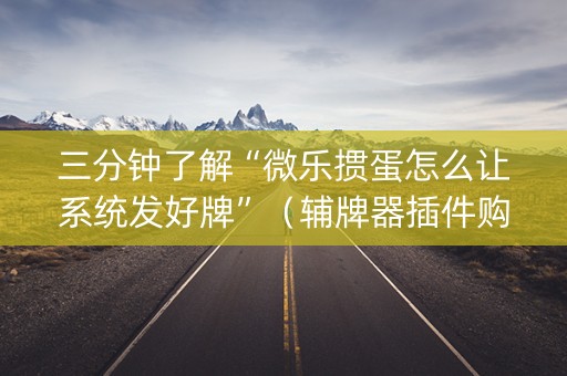三分钟了解“微乐掼蛋怎么让系统发好牌”（辅牌器插件购买)