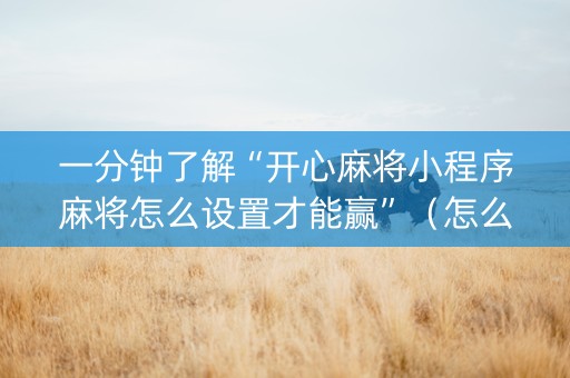 一分钟了解“开心麻将小程序麻将怎么设置才能赢”（怎么能让牌好一点)