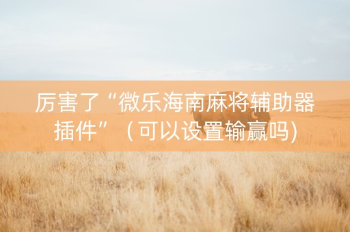 厉害了“微乐海南麻将辅助器插件”（可以设置输赢吗)