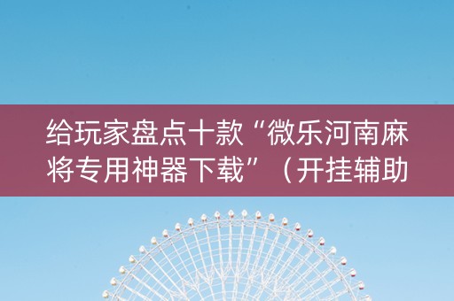 给玩家盘点十款“微乐河南麻将专用神器下载”（开挂辅助插件)
