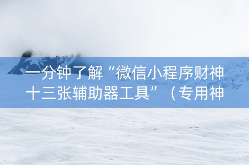 一分钟了解“微信小程序财神十三张辅助器工具”（专用神器下载)