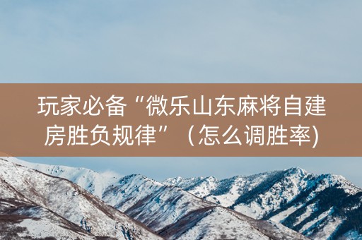 玩家必备“微乐山东麻将自建房胜负规律”（怎么调胜率)