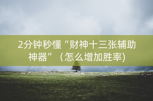 2分钟秒懂“财神十三张辅助神器”（怎么增加胜率)