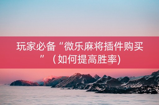 玩家必备“微乐麻将插件购买”（如何提高胜率)