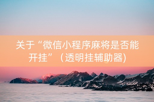 关于“微信小程序麻将是否能开挂”（透明挂辅助器)