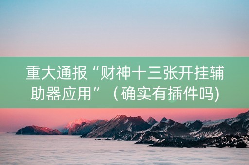重大通报“财神十三张开挂辅助器应用”（确实有插件吗)
