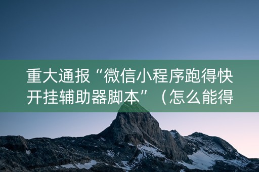 重大通报“微信小程序跑得快开挂辅助器脚本”（怎么能得到好牌)