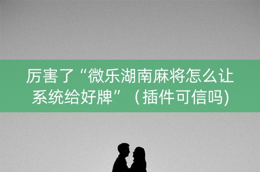 厉害了“微乐湖南麻将怎么让系统给好牌”（插件可信吗)