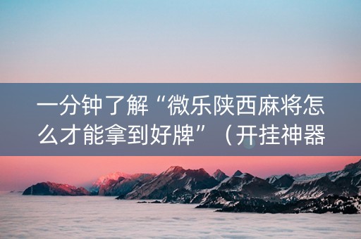 一分钟了解“微乐陕西麻将怎么才能拿到好牌”（开挂神器下载)