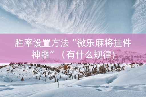 胜率设置方法“微乐麻将挂件神器”（有什么规律)