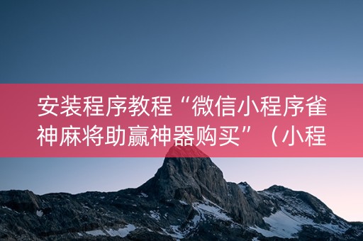 安装程序教程“微信小程序雀神麻将助赢神器购买”（小程序控牌器)
