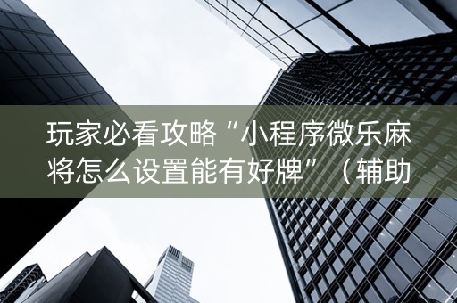 玩家必看攻略“小程序微乐麻将怎么设置能有好牌”（辅助器插件)