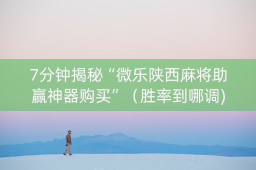 7分钟揭秘“微乐陕西麻将助赢神器购买”（胜率到哪调)