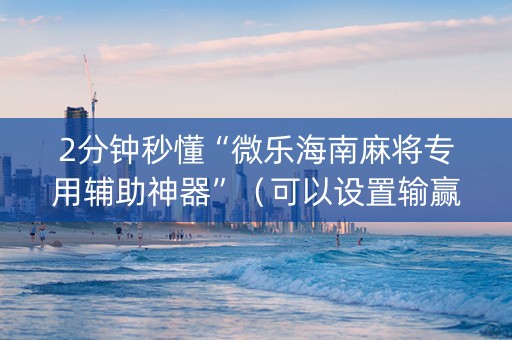 2分钟秒懂“微乐海南麻将专用辅助神器”（可以设置输赢吗)