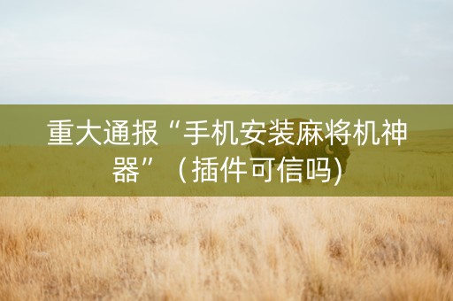 重大通报“手机安装麻将机神器”（插件可信吗)
