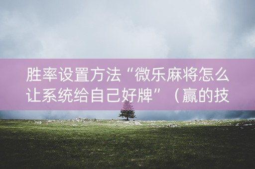 胜率设置方法“微乐麻将怎么让系统给自己好牌”（赢的技巧规律)