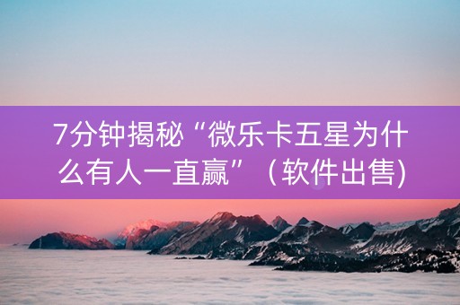 7分钟揭秘“微乐卡五星为什么有人一直赢”（软件出售)