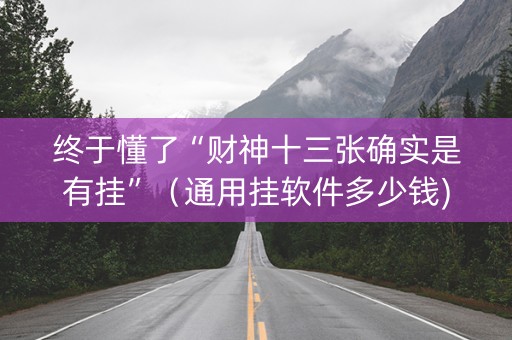 终于懂了“财神十三张确实是有挂”（通用挂软件多少钱)