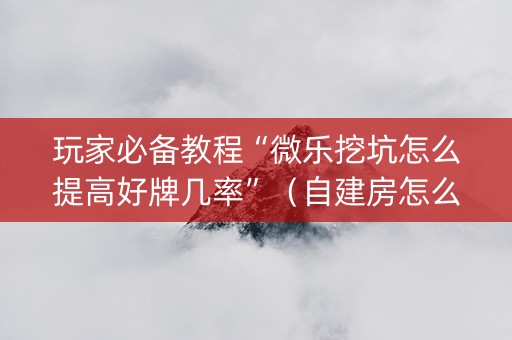 玩家必备教程“微乐挖坑怎么提高好牌几率”（自建房怎么赢)