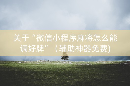 关于“微信小程序麻将怎么能调好牌”（辅助神器免费)