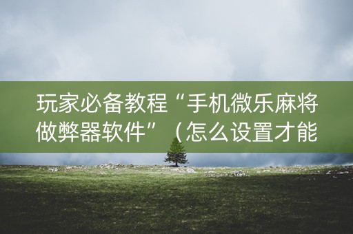 玩家必备教程“手机微乐麻将做弊器软件”（怎么设置才能赢)