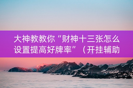 大神教教你“财神十三张怎么设置提高好牌率”（开挂辅助器插件)