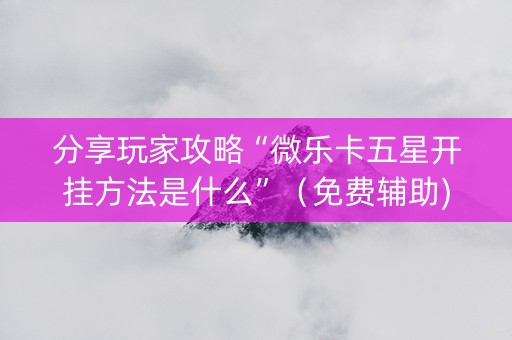 分享玩家攻略“微乐卡五星开挂方法是什么”（免费辅助)