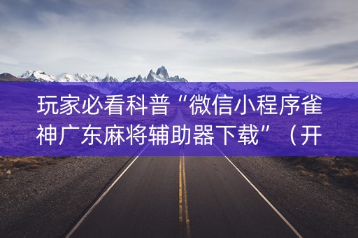 玩家必看科普“微信小程序雀神广东麻将辅助器下载”（开挂辅助器插件)