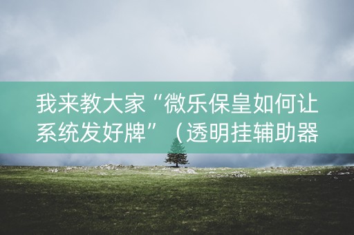我来教大家“微乐保皇如何让系统发好牌”（透明挂辅助器)