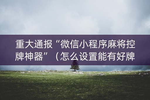 重大通报“微信小程序麻将控牌神器”（怎么设置能有好牌)