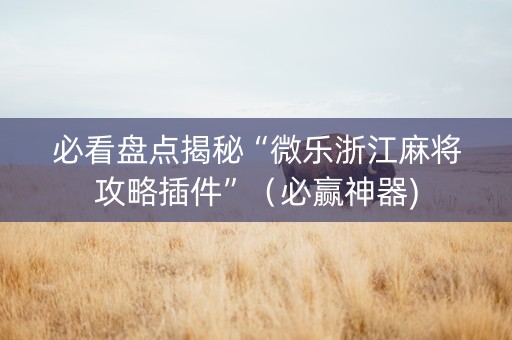 必看盘点揭秘“微乐浙江麻将攻略插件”（必赢神器)