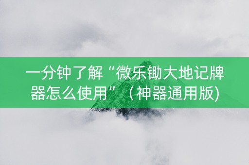 一分钟了解“微乐锄大地记牌器怎么使用”（神器通用版)