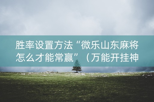 胜率设置方法“微乐山东麻将怎么才能常赢”（万能开挂神器)