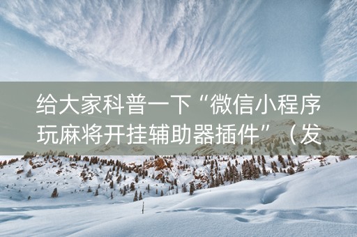 给大家科普一下“微信小程序玩麻将开挂辅助器插件”（发牌有什么规律吗)