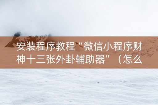 安装程序教程“微信小程序财神十三张外卦辅助器”（怎么设置才能赢)