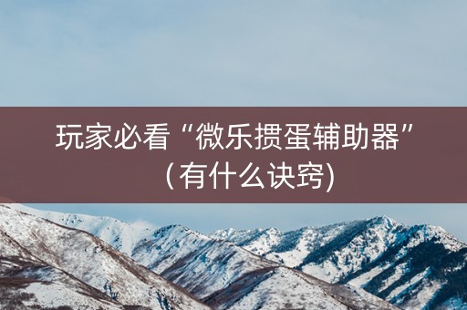 玩家必看“微乐掼蛋辅助器”（有什么诀窍)