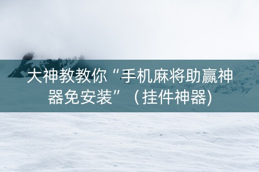 大神教教你“手机麻将助赢神器免安装”（挂件神器)