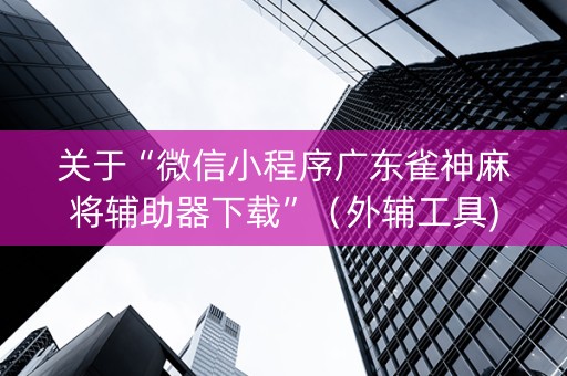 关于“微信小程序广东雀神麻将辅助器下载”（外辅工具)