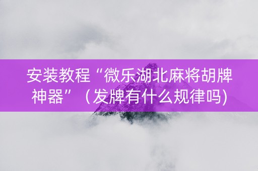 安装教程“微乐湖北麻将胡牌神器”（发牌有什么规律吗)