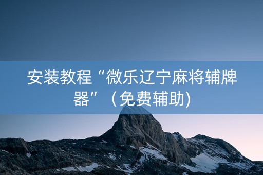 安装教程“微乐辽宁麻将辅牌器”（免费辅助)