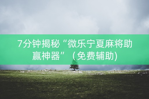 7分钟揭秘“微乐宁夏麻将助赢神器”（免费辅助)